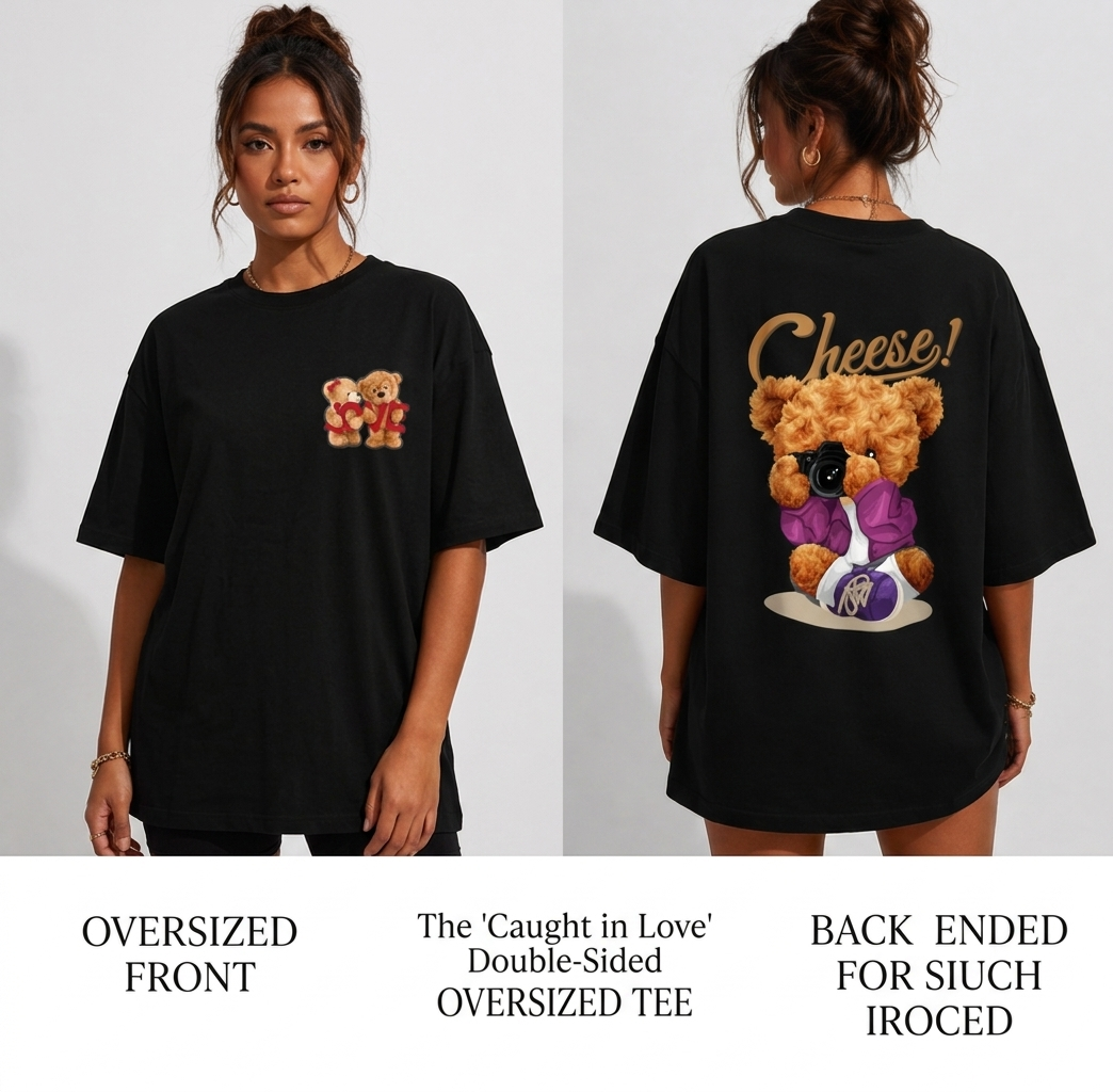 The "Cheese & Love" Bear Graphic Oversized Tee